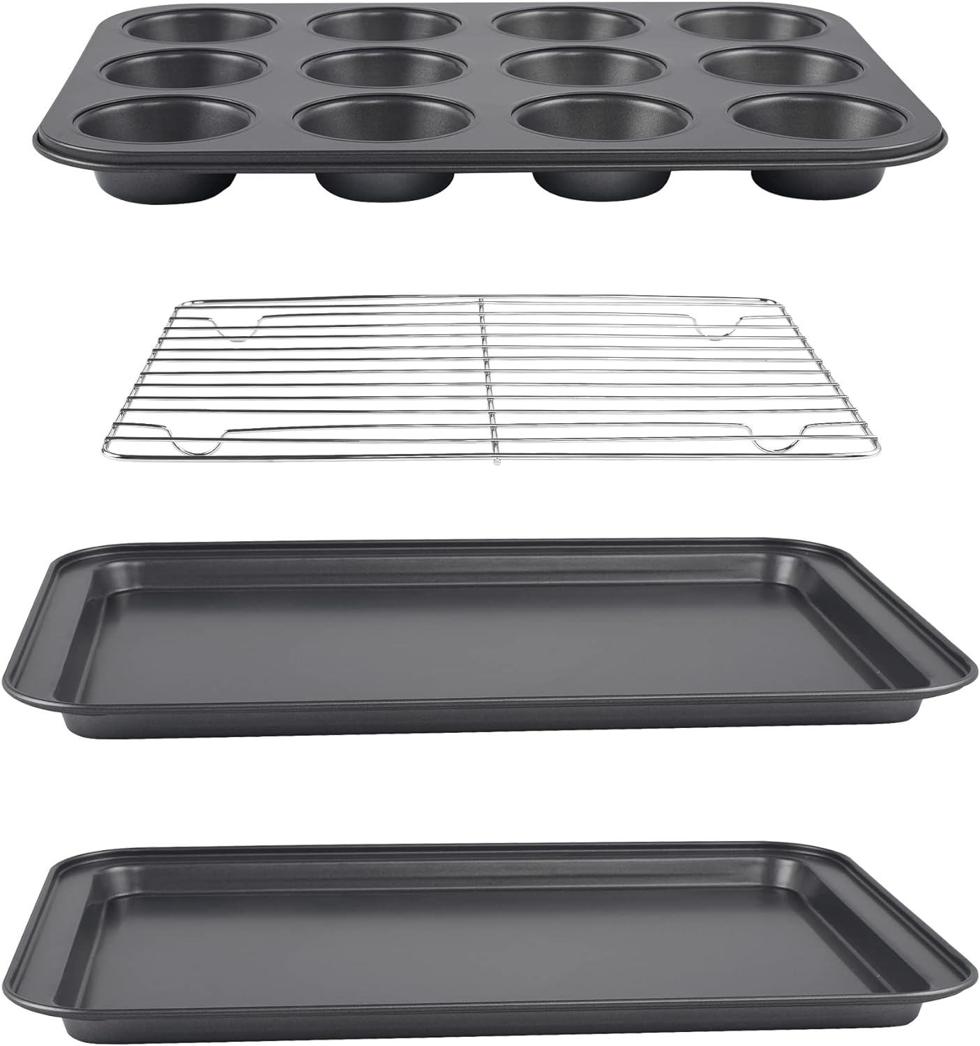 5 delig bakvormen set - muffinvorm - bakplaat - zwart | Royalty Line