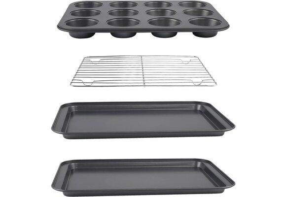 5 delig bakvormen set - muffinvorm - bakplaat - zwart