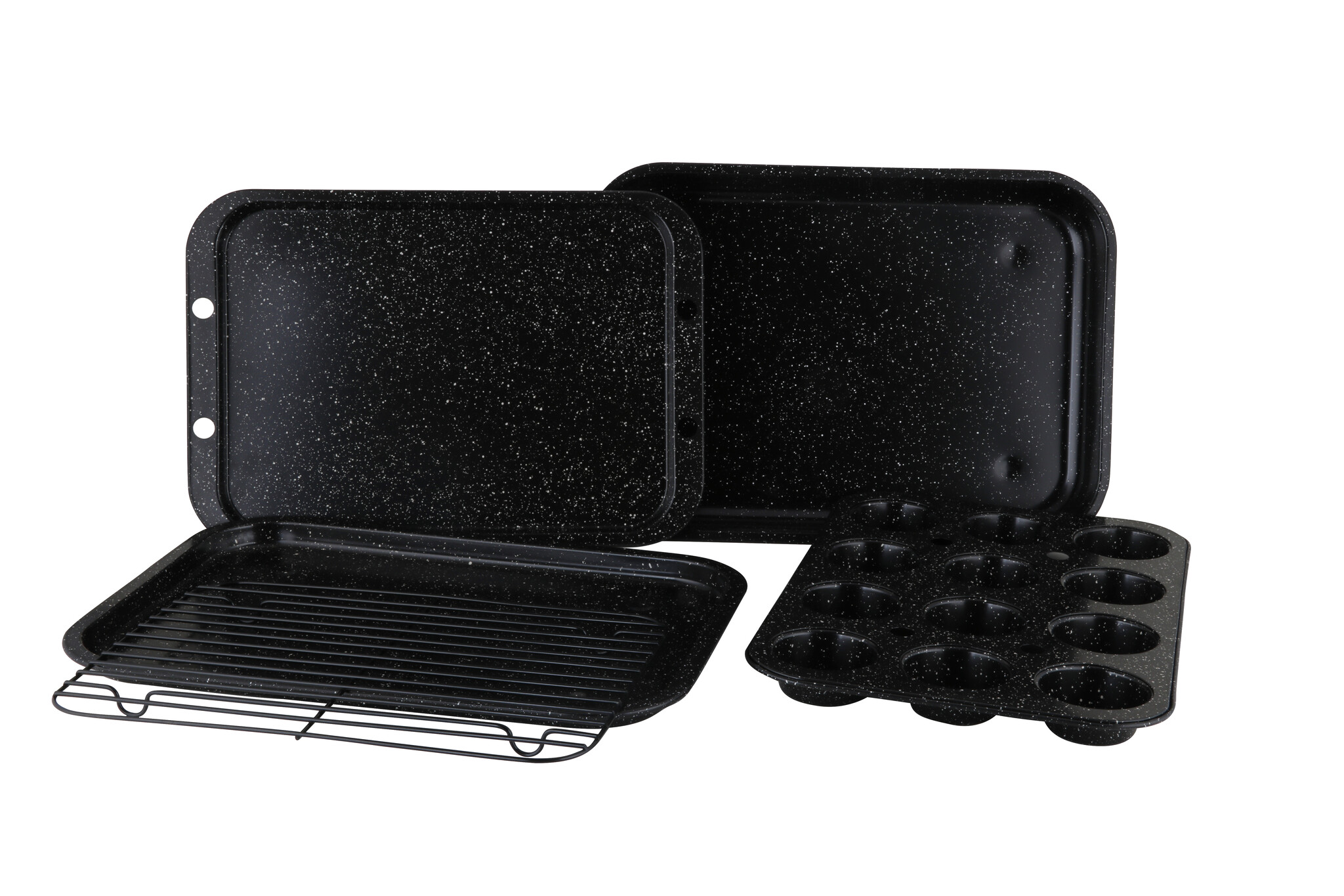5 delig bakvormen set - muffinvorm - bakplaat - zwart | Royalty Line