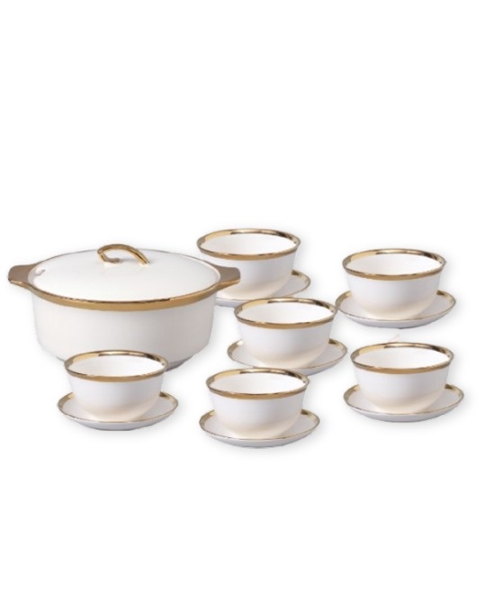 Marrakech Soep serveerset 15 delig - wit/goud