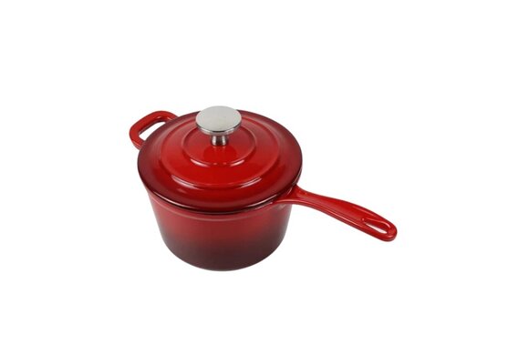 Gietijzeren steelpan rood  - 14 cm