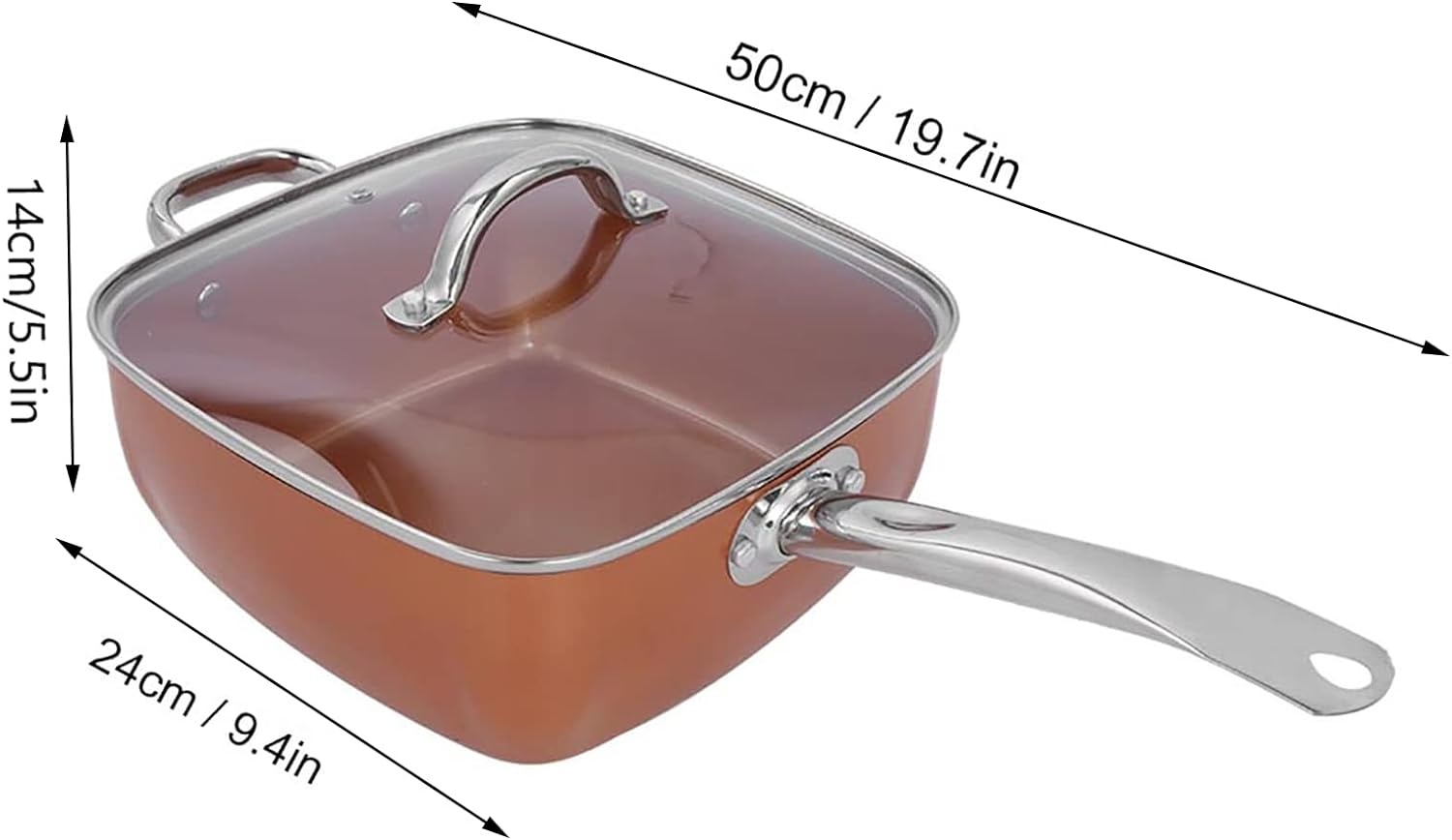 2 in 1 Vierkante Deepfry pan 24 cm