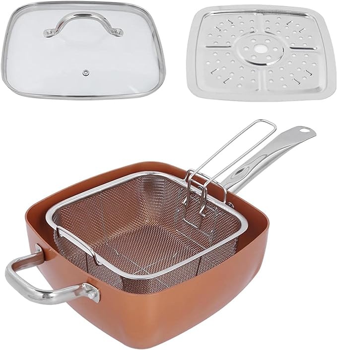 2 in 1 Vierkante Deepfry pan 24 cm