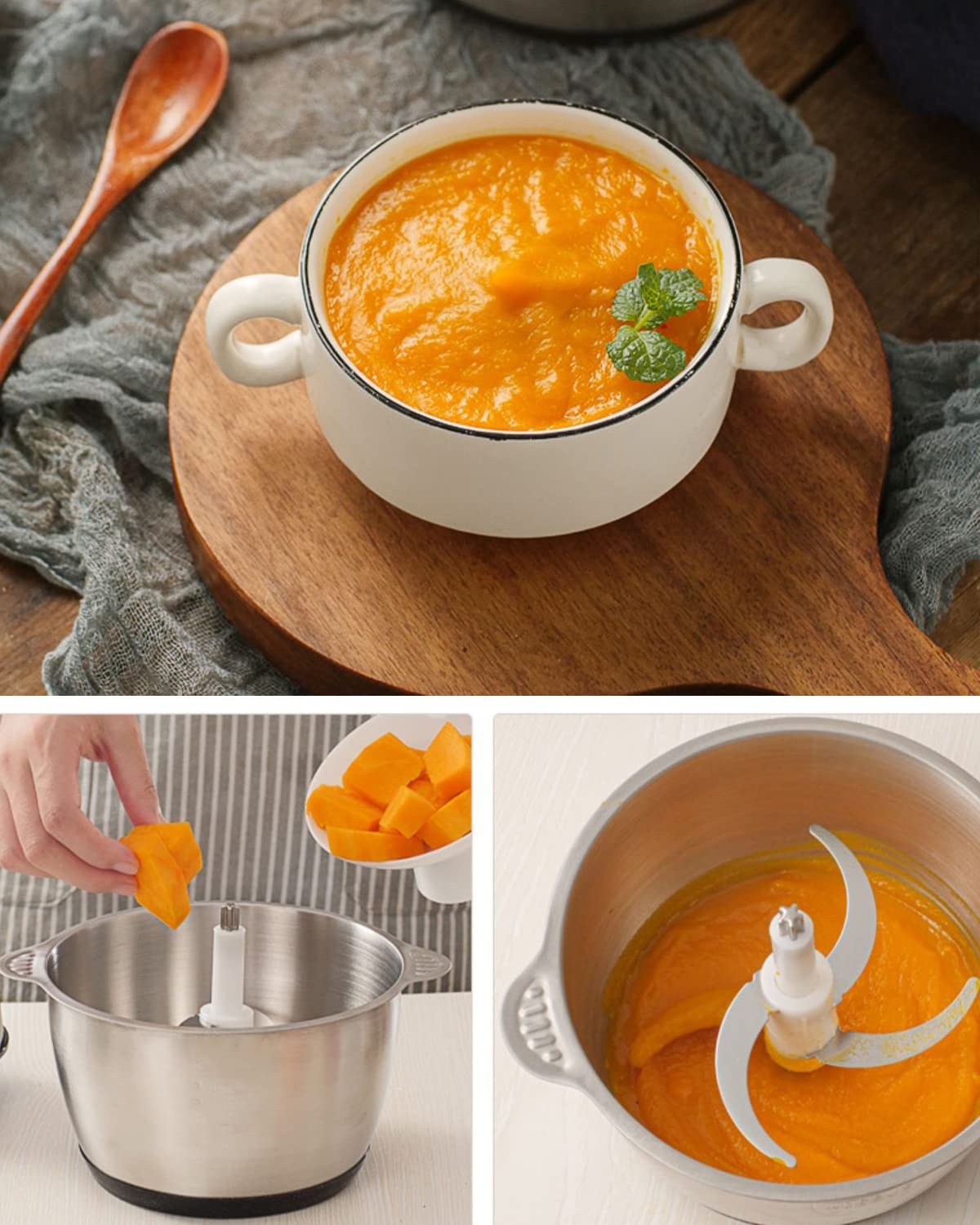 Elektrische Hakmolen 1000W | 2 snelheden | Groentesnijder |2 liter RVS kom | RVS/glas - 2 Liter