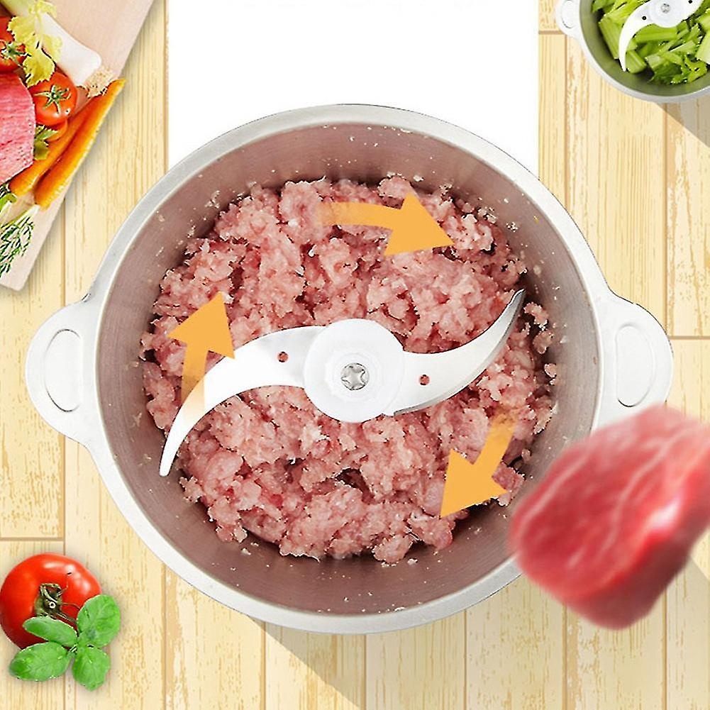 Elektrische Hakmolen 1000W | 2 snelheden | Groentesnijder |2 liter RVS kom | RVS/glas - 2 Liter