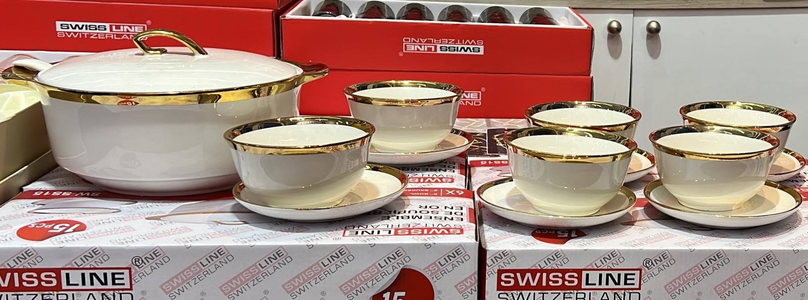 Marrakech Soep serveerset 15 delig - wit/goud