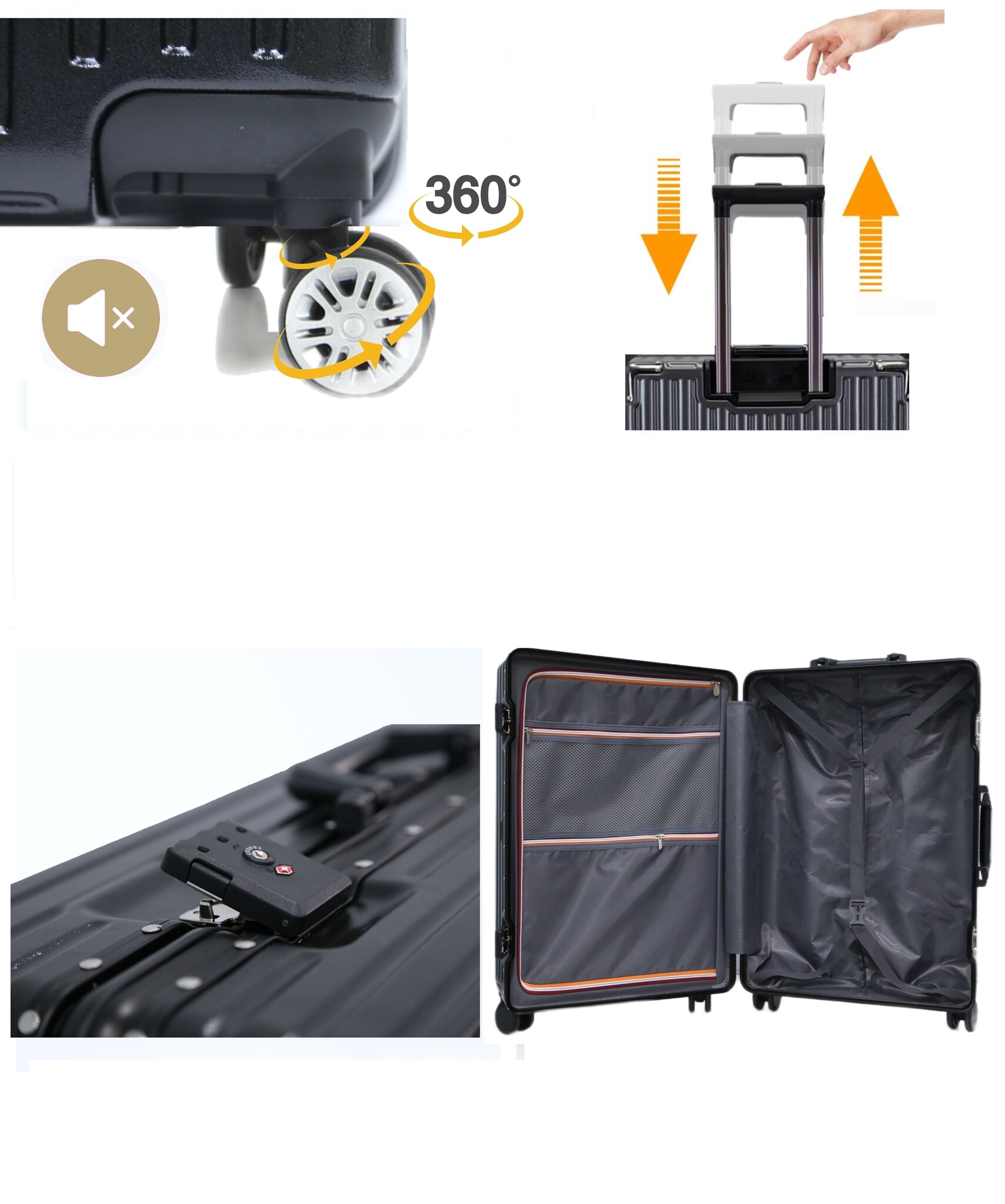 Kofferset Robusto - 3 delig | Aluminium Black - TSA