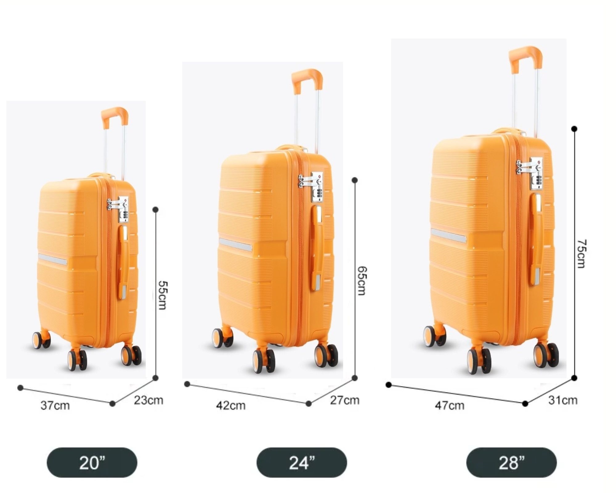 Reiskofferset Stark - 3 delig | Lichtgewicht - Oranje