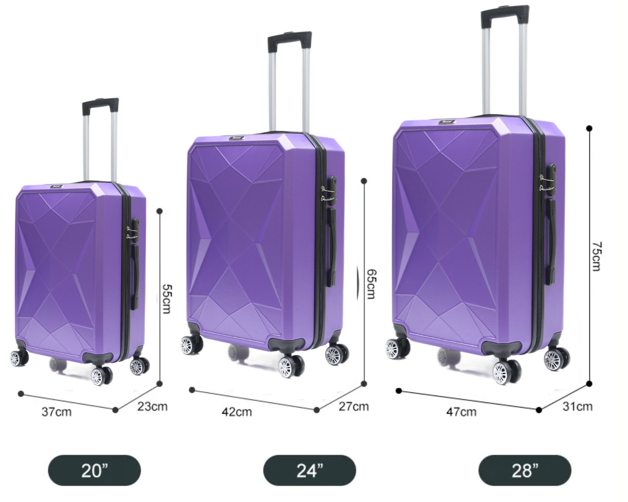 Reiskofferset Fort - 3 delig | Lichtgewicht - Paars