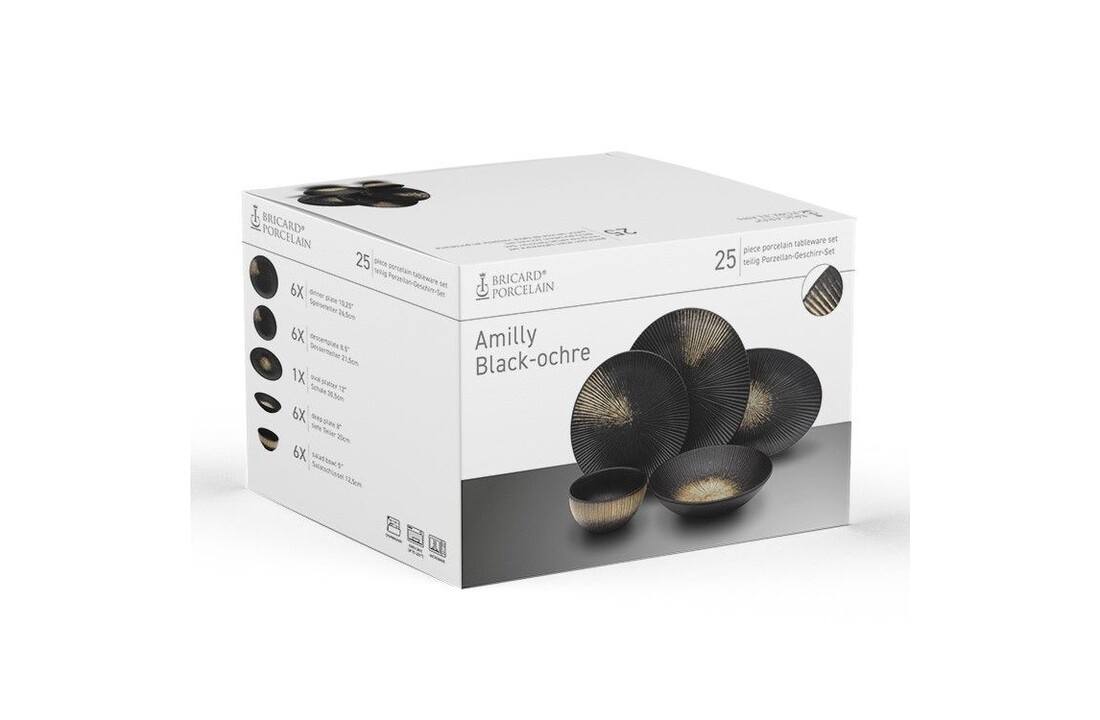 Bricard Amilly serviesset 25 delig Zwart Oker| 6 persoons
