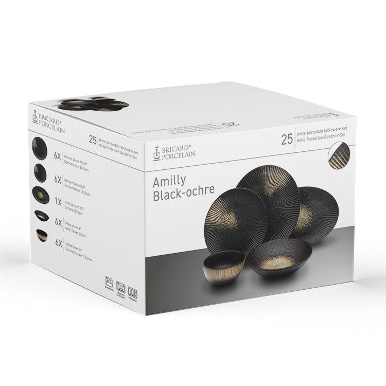 Bricard Amilly serviesset 25 delig Zwart Oker| 6 persoons