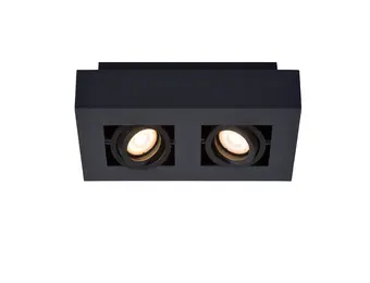 Moderne Plafondspot Quadrado - dimbaar 2x5W | Zwart