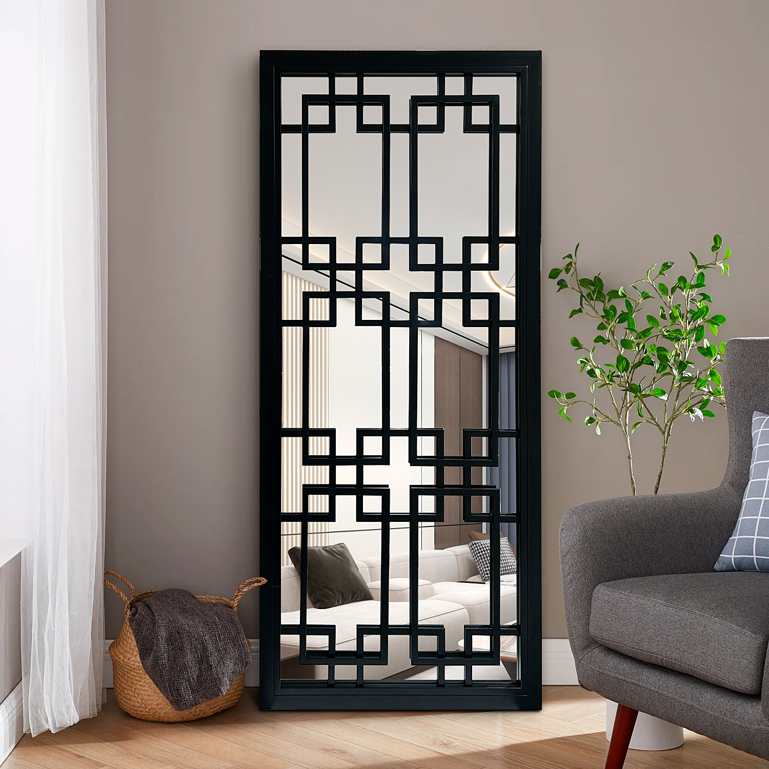 Kenza Spiegel - Zwart - 80 x 180 cm