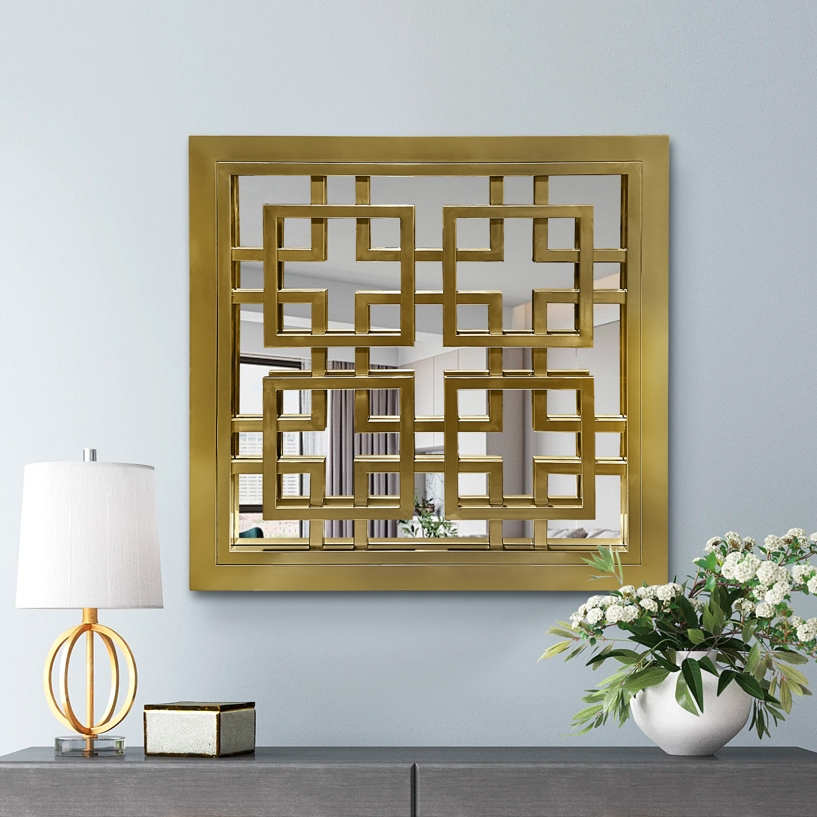 Kenza Spiegel - Goud - 70 x 70 cm