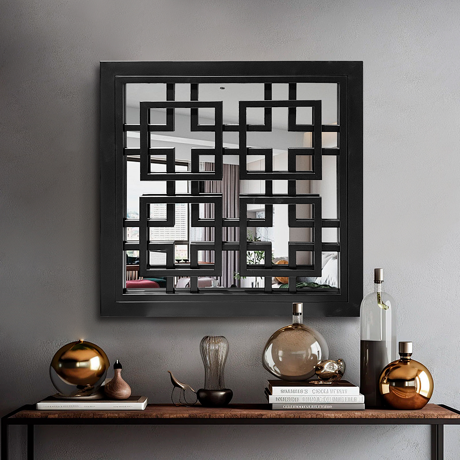 Kenza Spiegel - Zwart - 70 x 70 cm