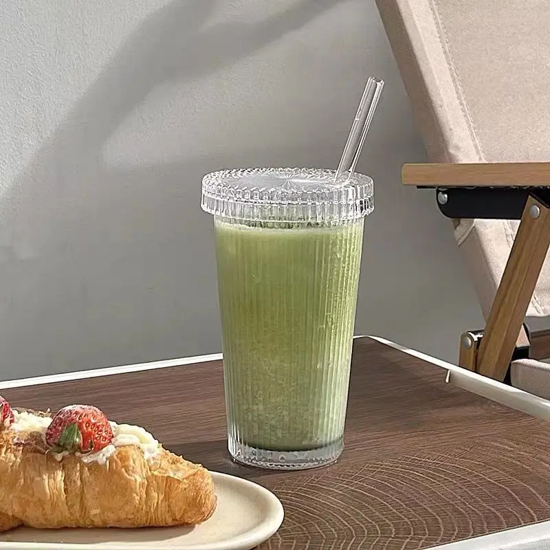 Drinkglas Shelly - 380 ml - met glazenrietje en deksel