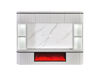 TV-Wandmeubel Ibiza  - Wit marmer / Zwart