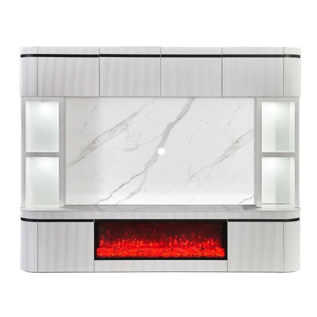 TV-Wandmeubel Ibiza - Wit marmer / Zwart - 280 x 50 x 200 cm