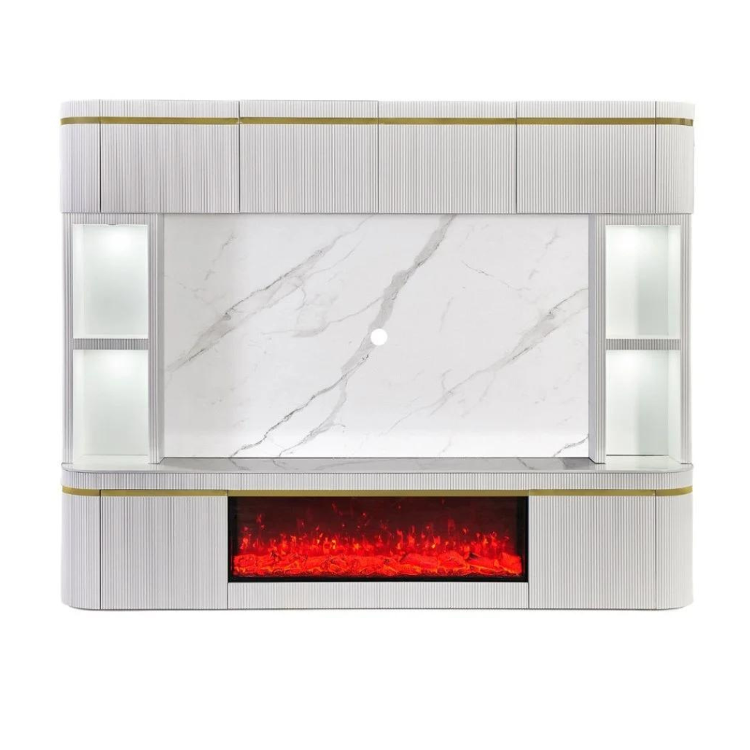 TV-Wandmeubel Ibiza  - Wit marmer / Goud - 280 x 50 x 200 cm