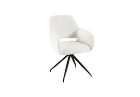 Eetkamerstoel Eva - Bouclé wit - Roteerbaar