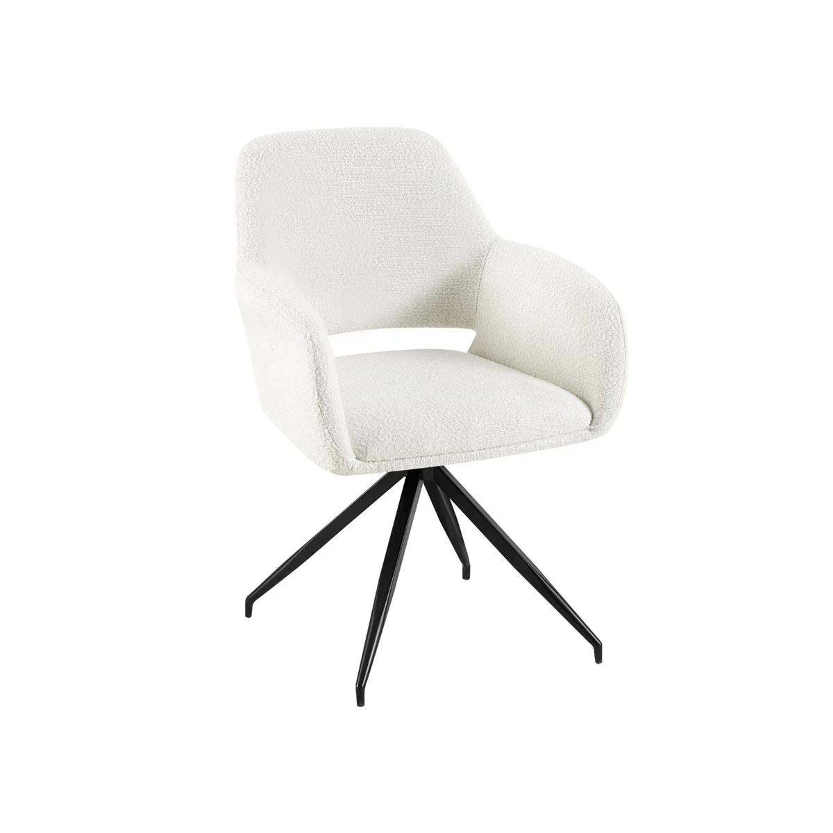 Eetkamerstoel Eva - Bouclé wit - Roteerbaar