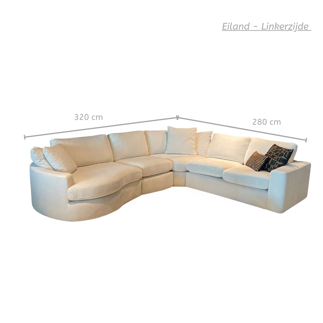 Hoekbank Milano - Bouclé wit - Ronde lounge