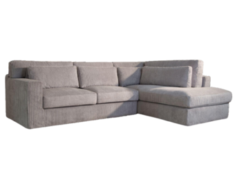 Hoekbank Texas - Ribstof Grijs - Pocketvering