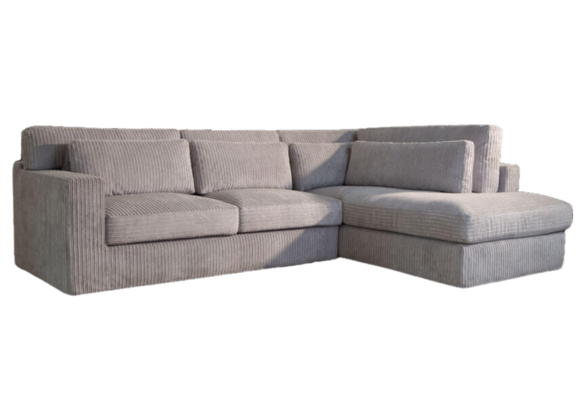 Hoekbank Texas - Ribstof Grijs - Pocketvering