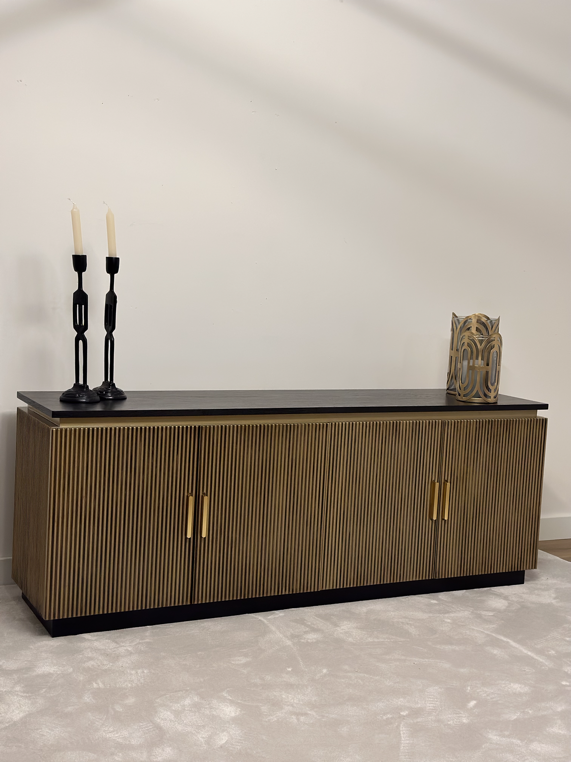 Tv-meubel Goldtown | Zwart Eiken Fineer - 160 x 40 cm