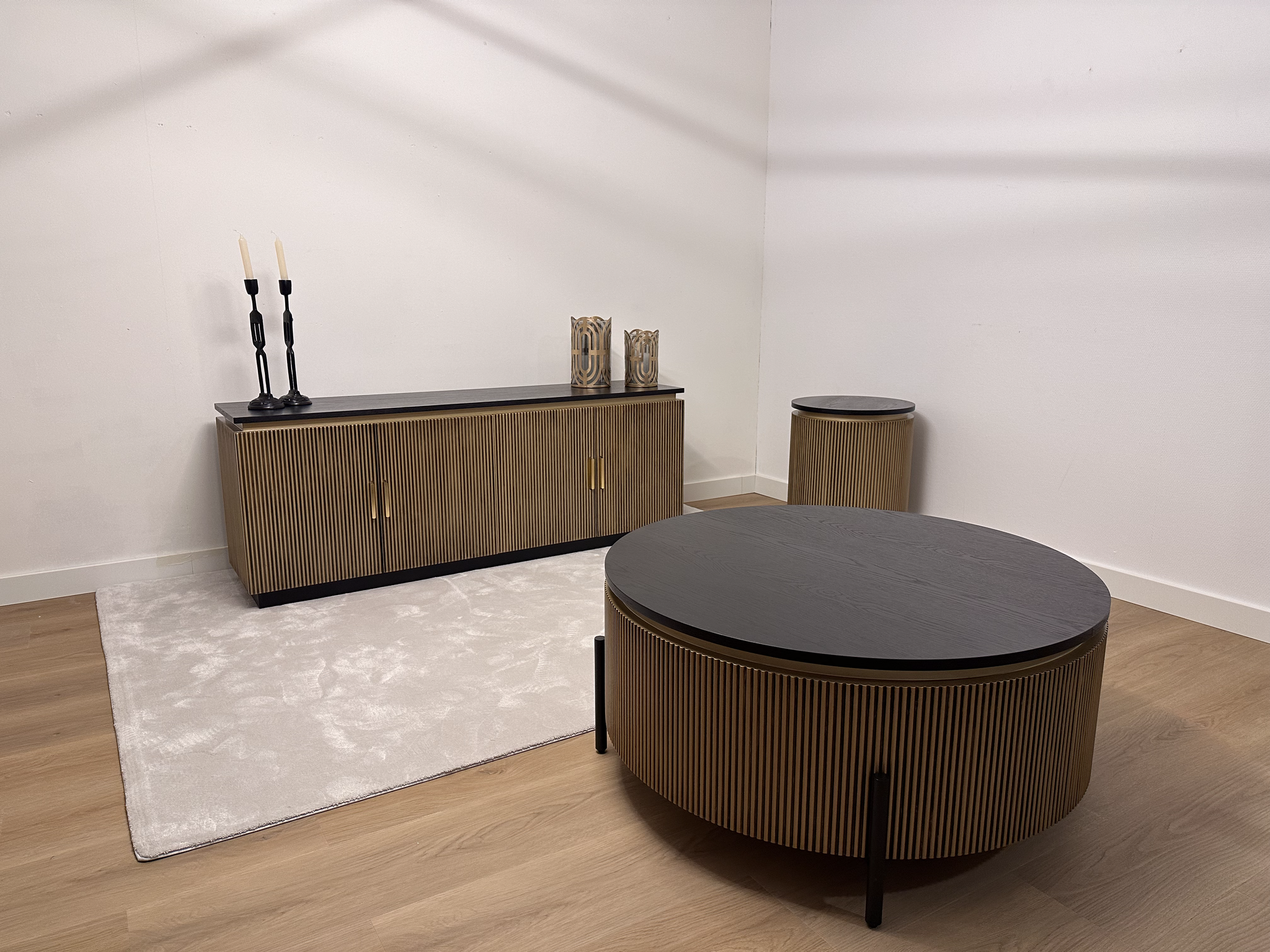 Bijzettafel Goldtown | Zwart Eiken Fineer Rond Ø 45 cm