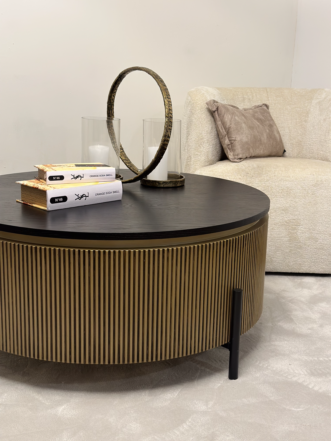 Salontafel Goldtown Zwart Eiken Fineer | Ø90 cm