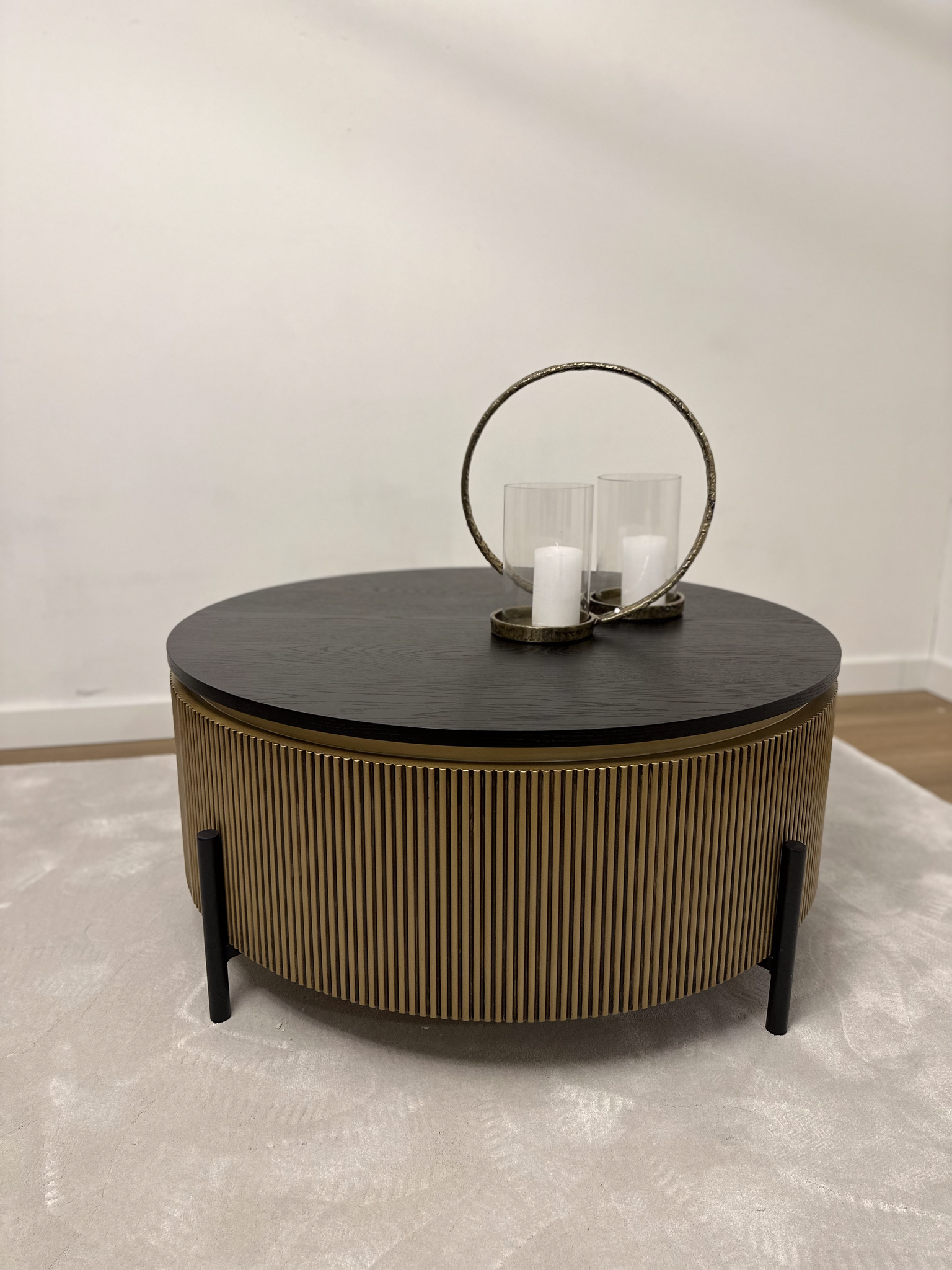 Salontafel Goldtown Zwart Eiken Fineer | Ø90 cm