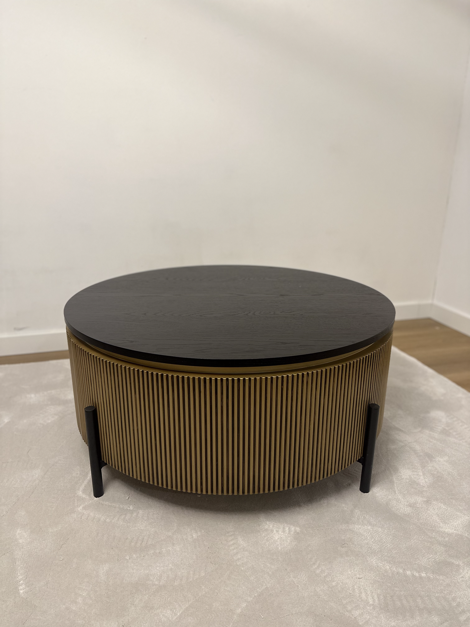 Salontafel Goldtown Zwart Eiken Fineer | Ø90 cm