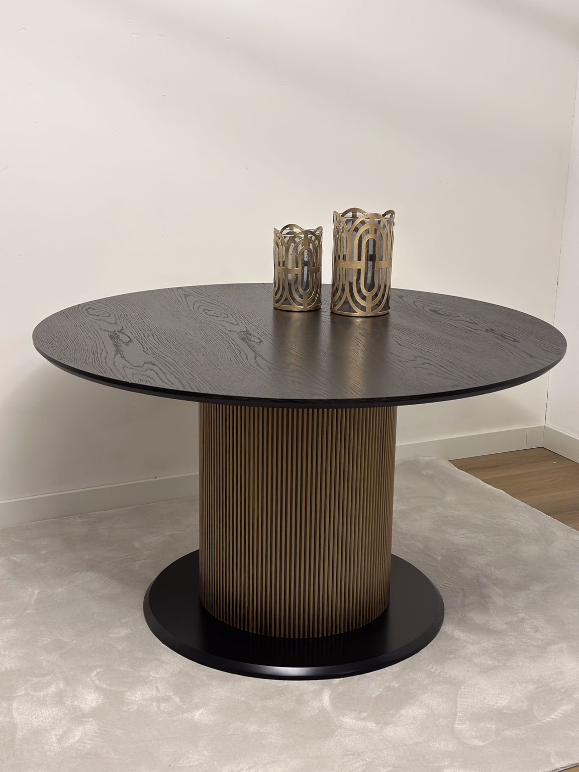 Eettafel Goldtown | Zwart Eiken Fineer - Rond Ø 130 cm