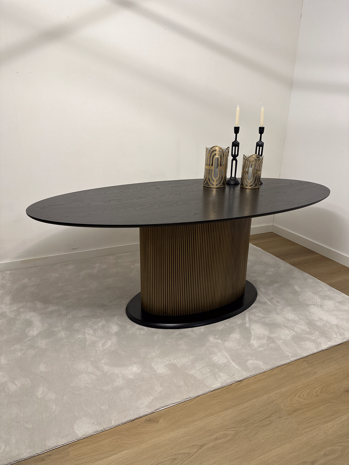 Eettafel Goldtown | Zwart Eiken Fineer - Ovaal 200 cm