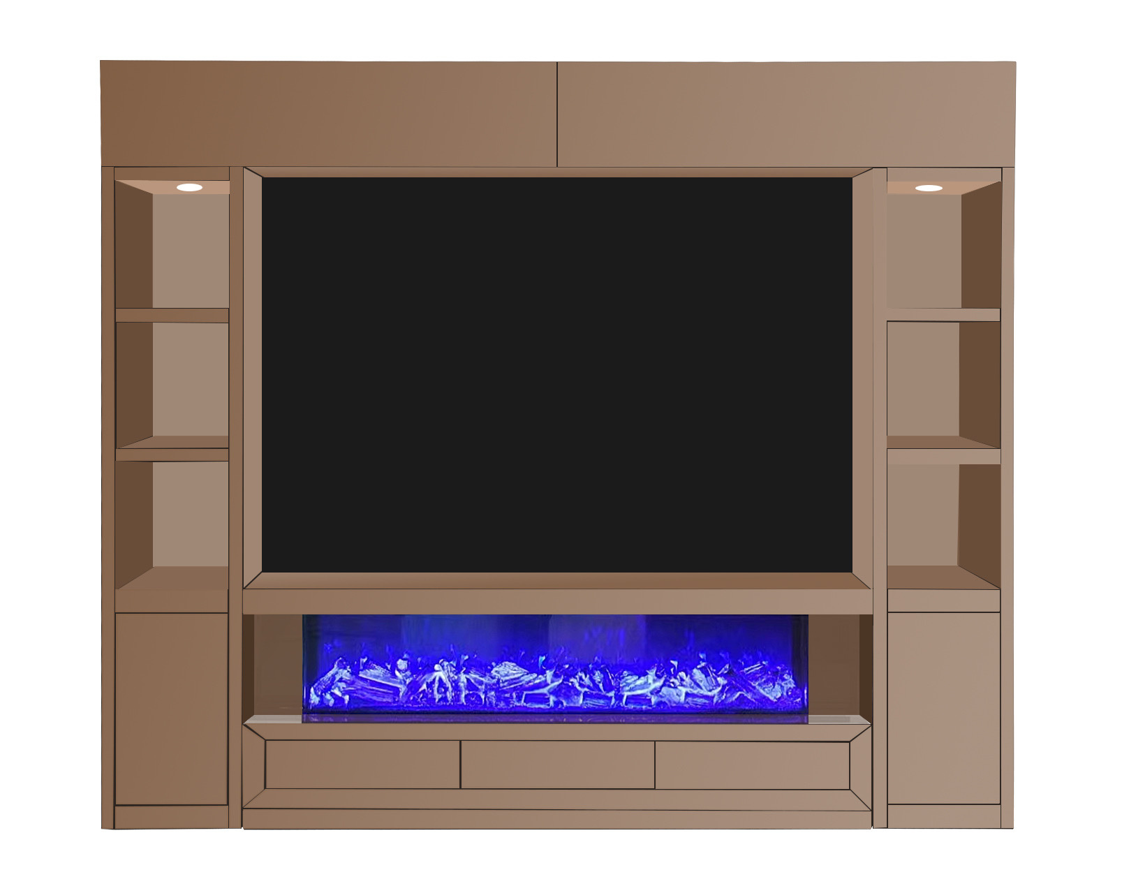 TV-Wandmeubel Sepia - Spiegel - Cinewall