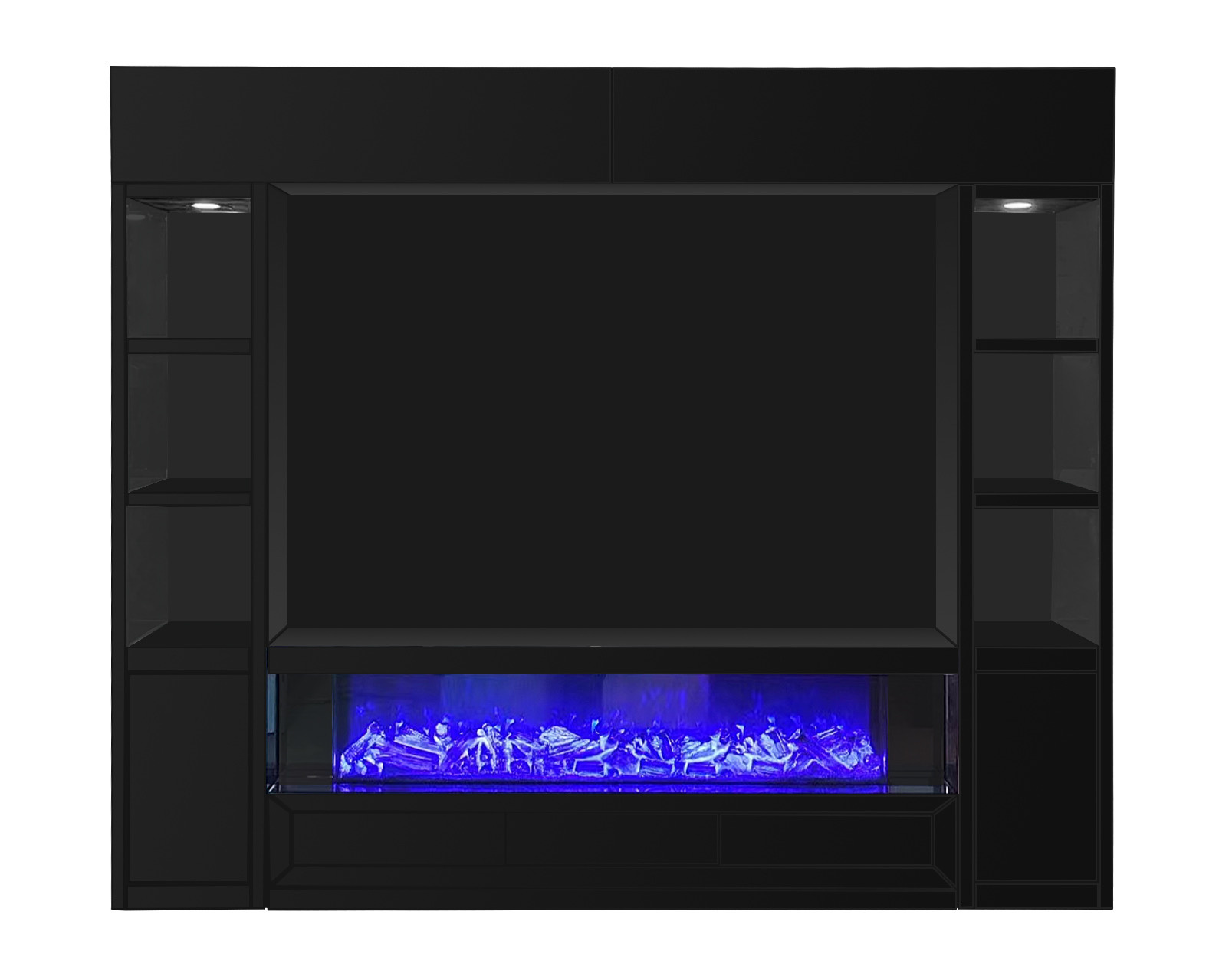 TV-Wandmeubel Zwart - Spiegel - Cinewall