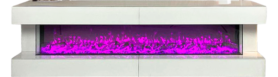 TV-meubel Oxton Wit met ingebouwde 3D sfeerhaard