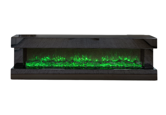 TV-Meubel Oxton - Zwart - incl. Sfeerhaard