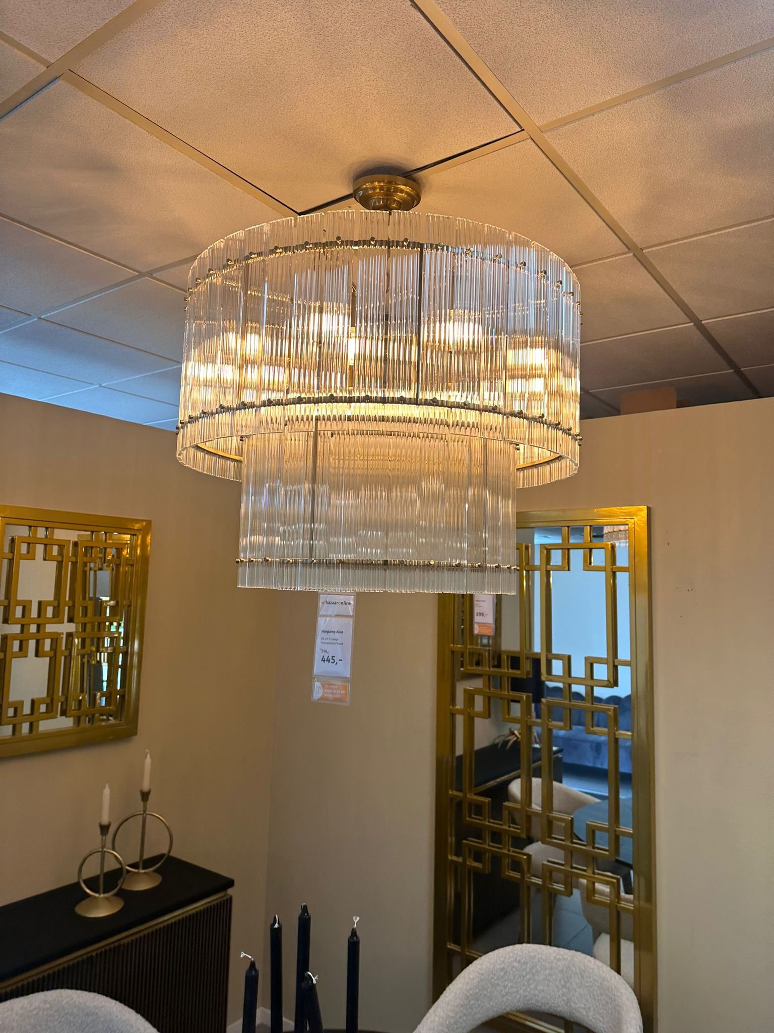 Hanglamp Alice - 80 cm - 2 laags - Transparant/Goud