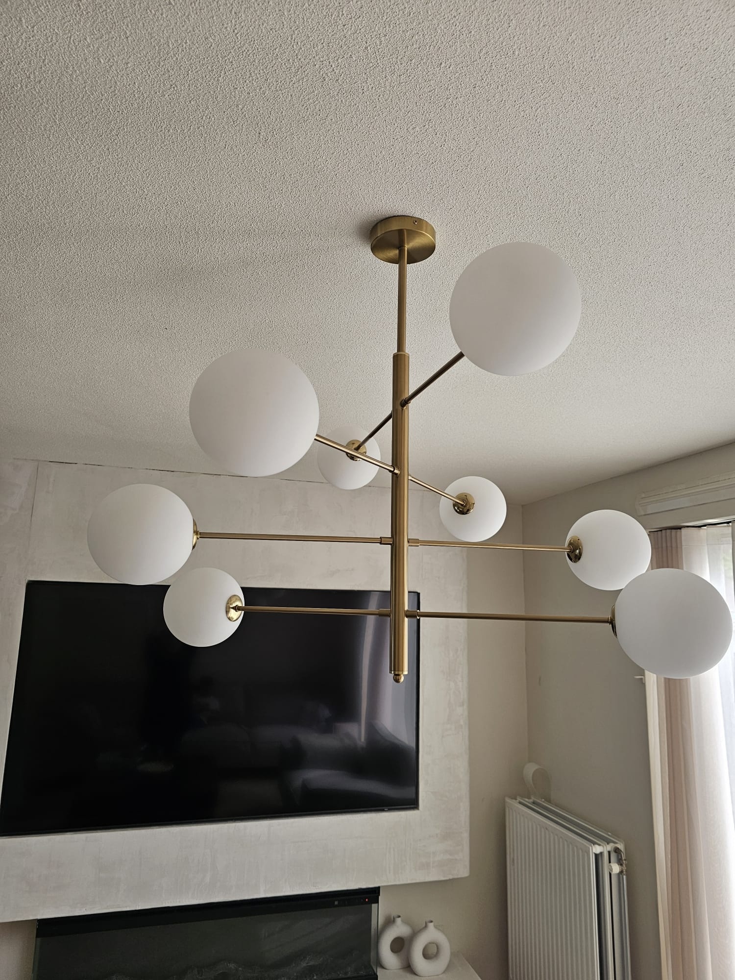 Hanglamp Maxime opaal glas | 8 lichts - Goud