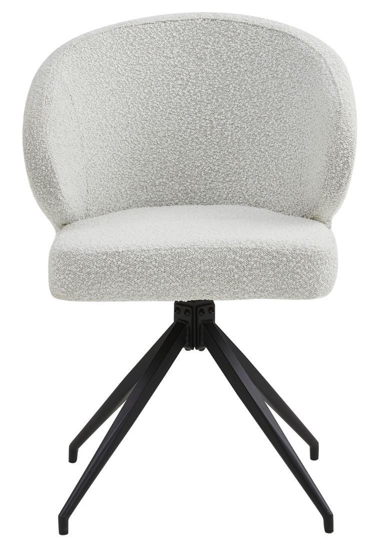 Eetkamerstoel Porto Bouclé Wit 180 ° C draaistoel