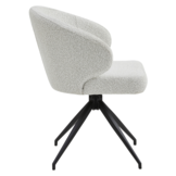 Eetkamerstoel Porto Bouclé Wit 180 ° C draaistoel