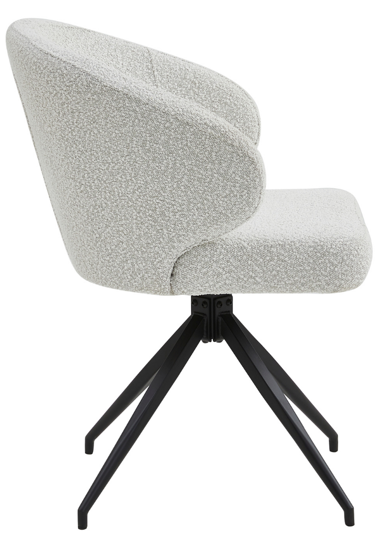 Eetkamerstoel Porto Bouclé Wit 180 ° C draaistoel