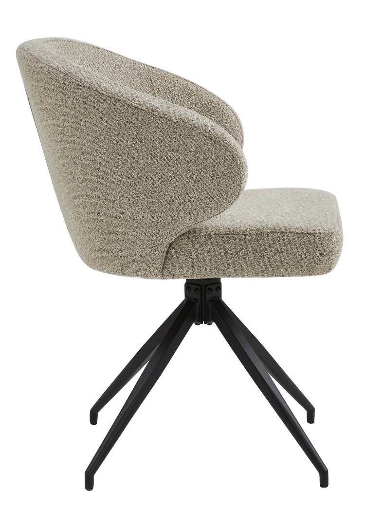 Eetkamerstoel Porto Bouclé Taupe 180 ° C draaistoel