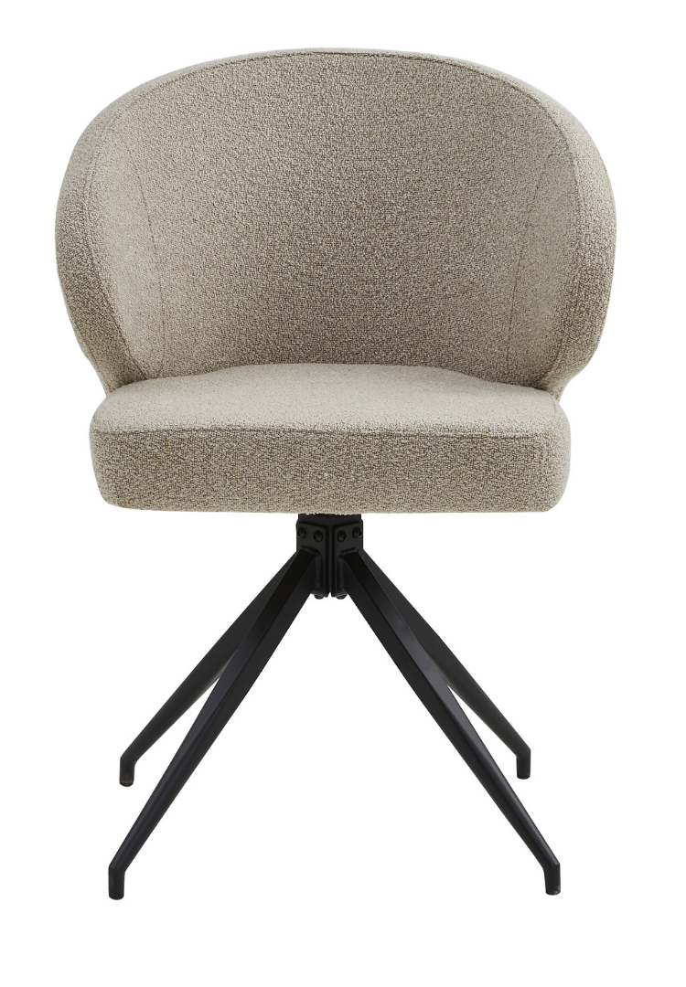 Eetkamerstoel Porto Bouclé Taupe 180 ° C draaistoel