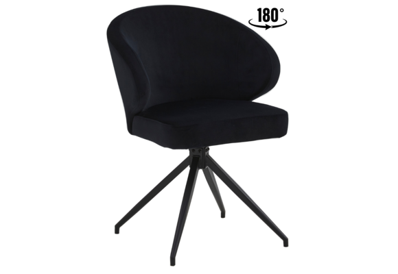 Eetkamerstoel Porto Zwart 180 ° C draaistoel