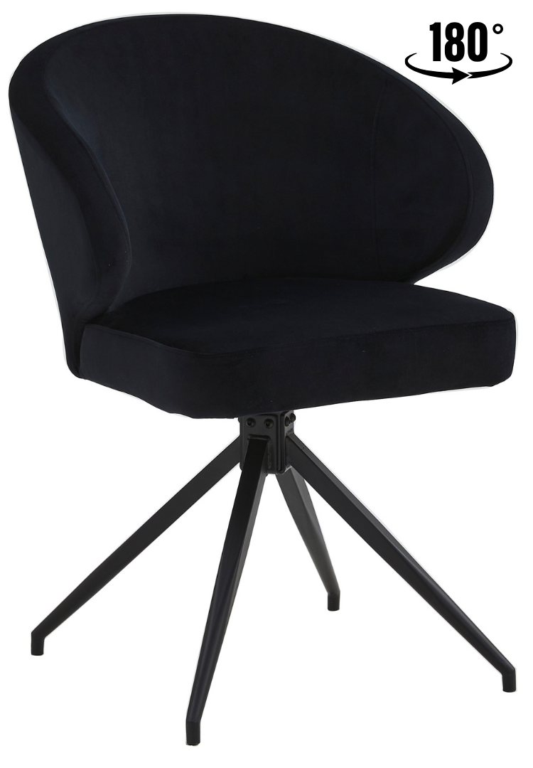 Eetkamerstoel Porto Zwart 180 ° C draaistoel