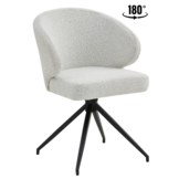 Eetkamerstoel Porto Bouclé Wit 180 ° C draaistoel