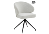 Eetkamerstoel Porto Bouclé Wit 180 ° C draaistoel